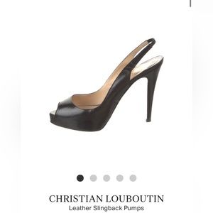 COPY - Christian Louboutin black leather sling back peep toe pumps, size 38.5